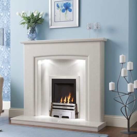 Fireside Carmela Polar White Marble Fireplace