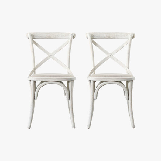 Theodore Oak Dining Chairs in White, Set of two