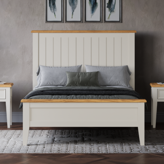 Weymouth Oak and Soft White Painted Double Bed