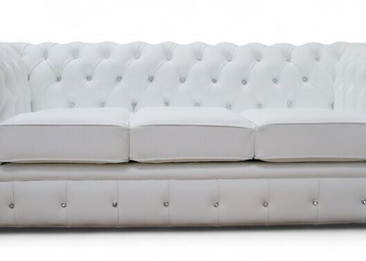 Chesterfield Crystal Diamond White Leather Sofa Offer