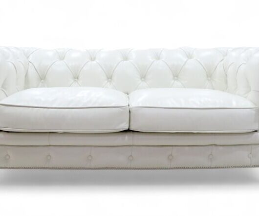 Noble Chesterfield Vintage 2 Seater Sofa White Nappa Real Leather
