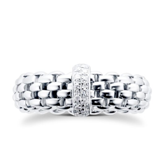 18ct White Gold Vendome Flex'It 0.10ct Diamond Ring - Ring Size Medium