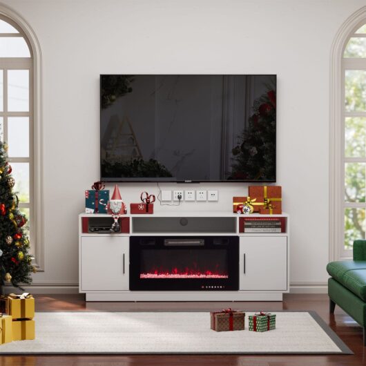 30Inch Electric Fireplace TV Stand | Large Media Cabinet with 24 Colour Options