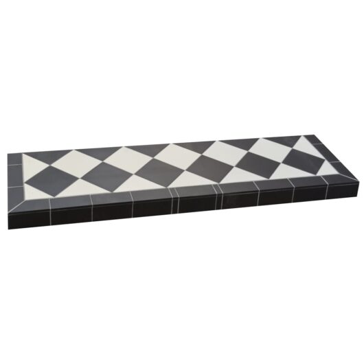 48-inch Black & White Diamond Quarry Tiled Hearth