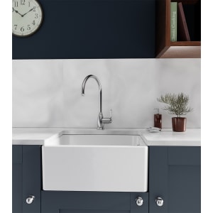 Abode Belfast 1 Bowl Ceramic Kitchen Sink - White
