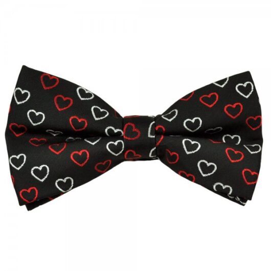 Black, Red & Silver Hearts Novelty Bow Tie