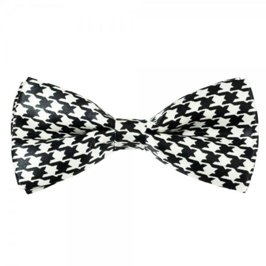 Black & White Houndstooth Checked Novelty Bow Tie