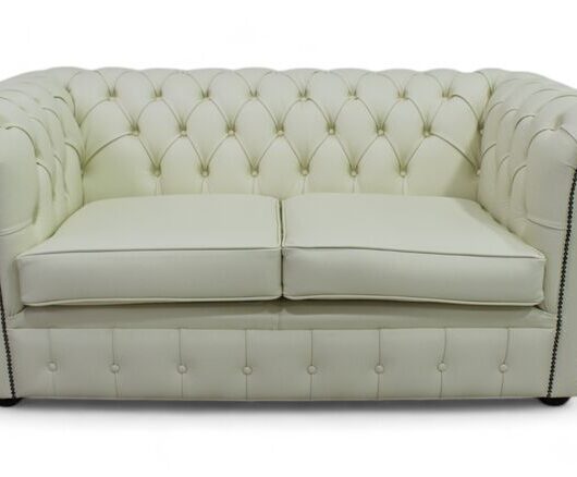 Chesterfield 2 Seater Shelly Cream Leather Sofa Offer