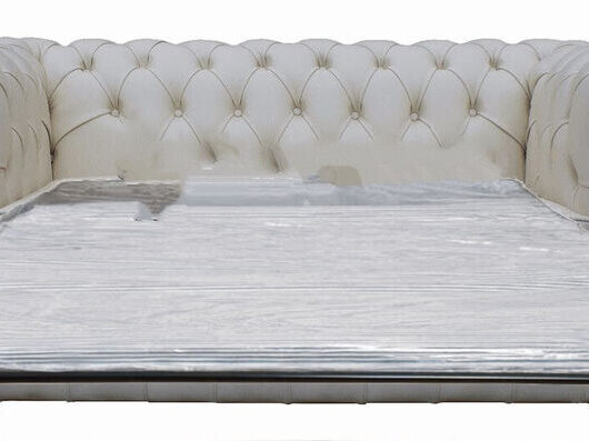 Chesterfield 2 Seater Sofa Bed White Leather