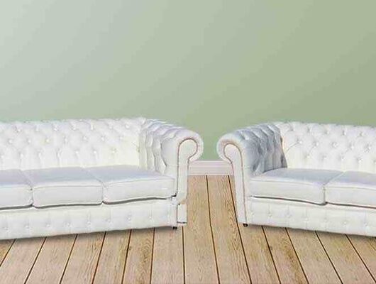 Chesterfield Handmade 3+2 Seater Sofa Suite White Leather