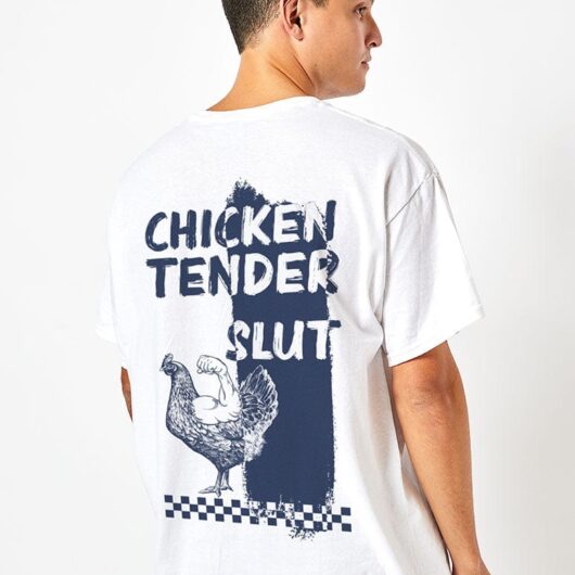Chicken Tender Slut T-Shirt in White, XL