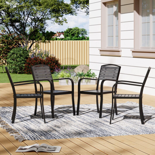 Dining Armchairs Set of 4,Wood Plastic Composite Outdoor