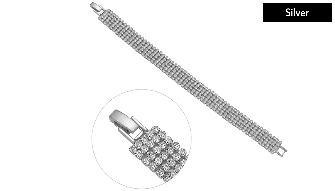 Five Row Bracelet Encrusted with Crystals from Swarovski - 3 Colours, 2 Gift Set Options!