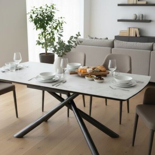 Hilton Rectangular Extending Ceramic White Gloss Dining Table 140cm Extends to 200cm