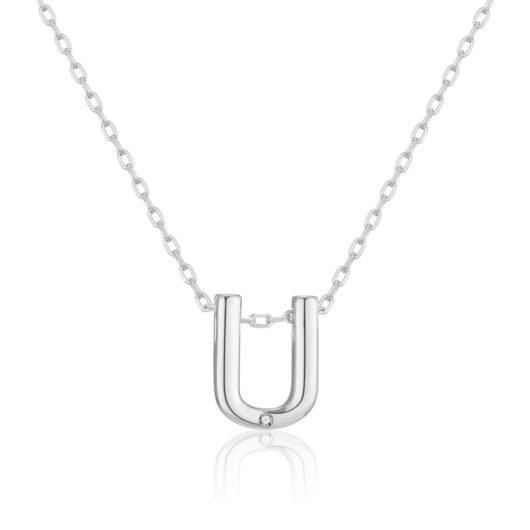 Initial Necklace Letter U Created with Zircondia® Crystals