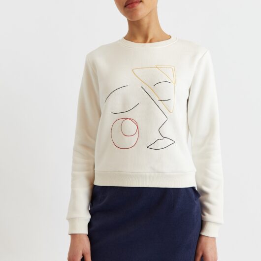 Jan Facetime Embroidered Sweatshirt - Off White