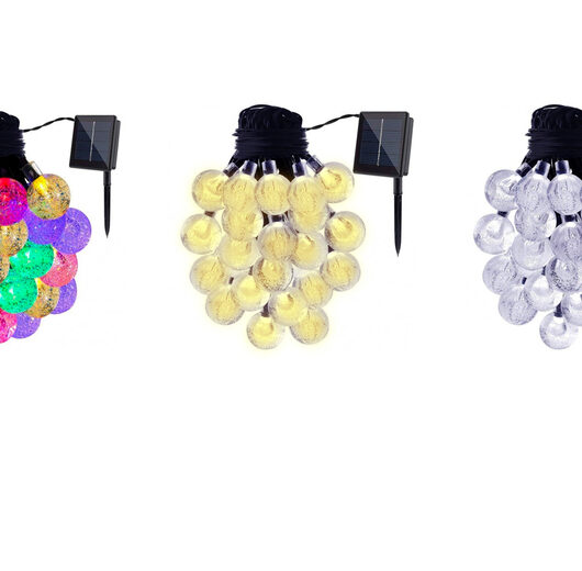 LED Solar String Lights - 100 Bulbs, 3 Colours | Wowcher