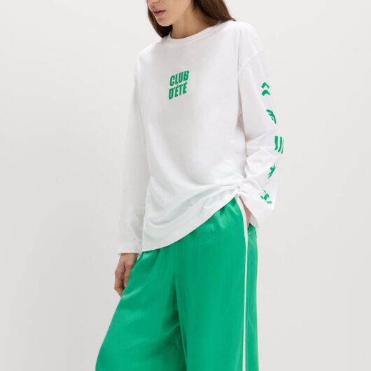 M&S Pure Cotton Graphic Oversized T-Shirt Soft White