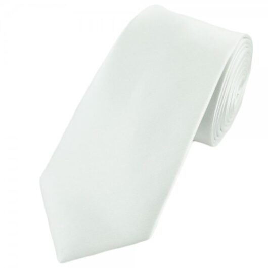 Plain Pure White 7cm Narrow Tie