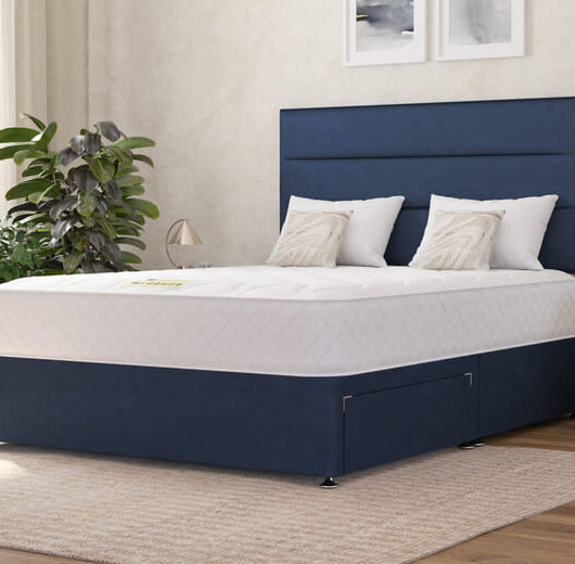 Shire Bed Company Memory Deluxe 1000 Mattress + Premium Divan Bed, Carbon, 4 Drawer, Double