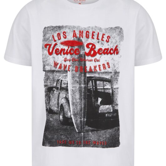 T-Shirts To The Waves Motif Cotton Jersey T-Shirt in Bright White - South Shore / S - Tokyo Laundry