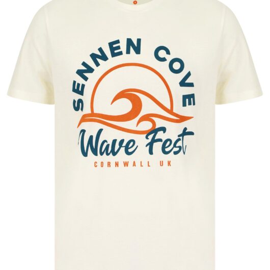 T-Shirts Wave Fest Motif Cotton Jersey T-Shirt in Marshmallow White - South Shore / S - Tokyo Laundry