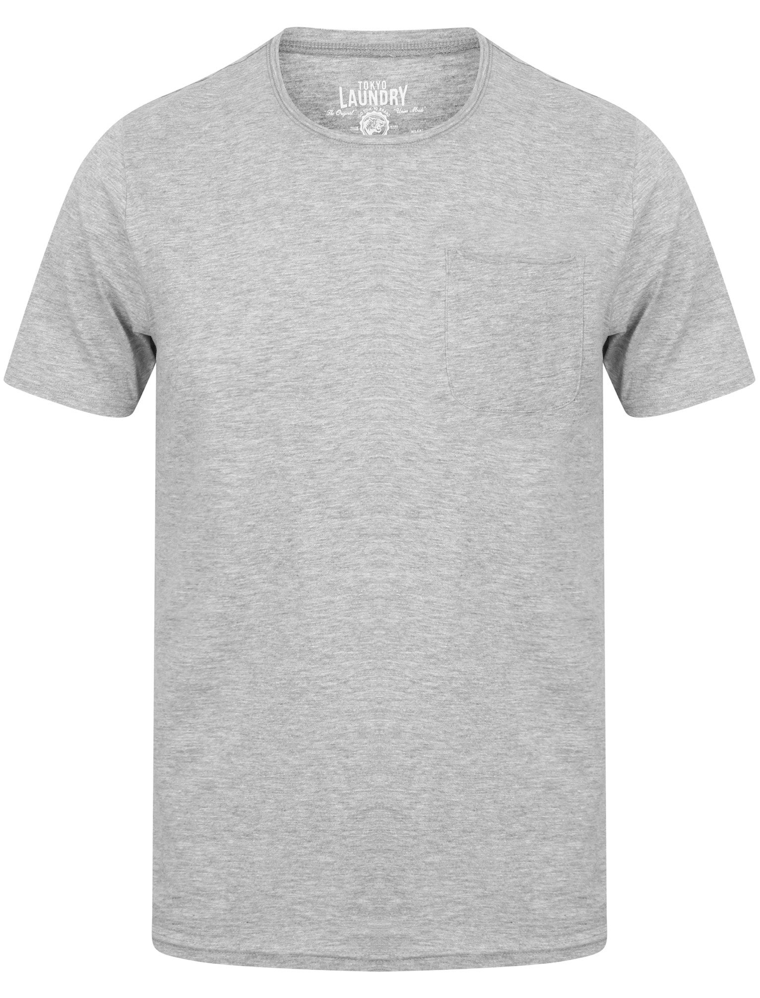 T-Shirts Zac Crew Neck Cotton T-Shirt with Pocket In Light Grey Marl / S - Tokyo Laundry