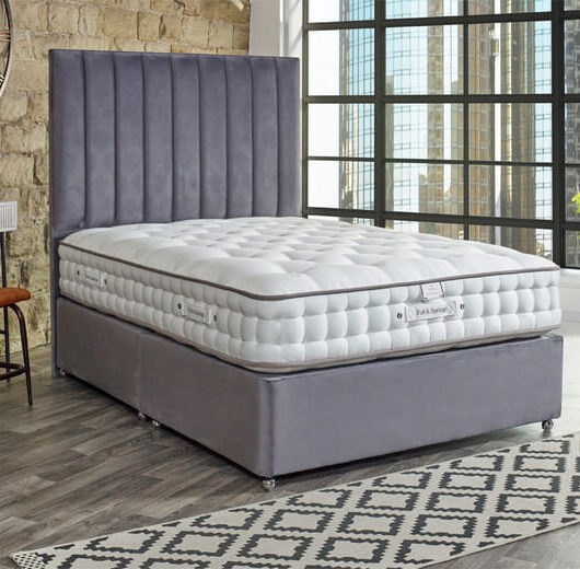Tuft & Springs Indulgence 1000 Mattress + Premium Divan Bed, Carbon, 4 Drawer, Double