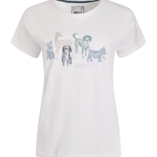Weird Fish Walkies Front Print Graphic T-Shirt White Size 14