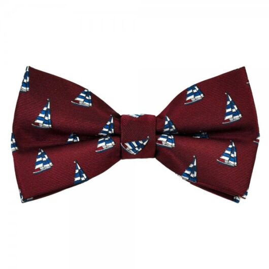 Wine Red Yachts Novelty Bow Tie