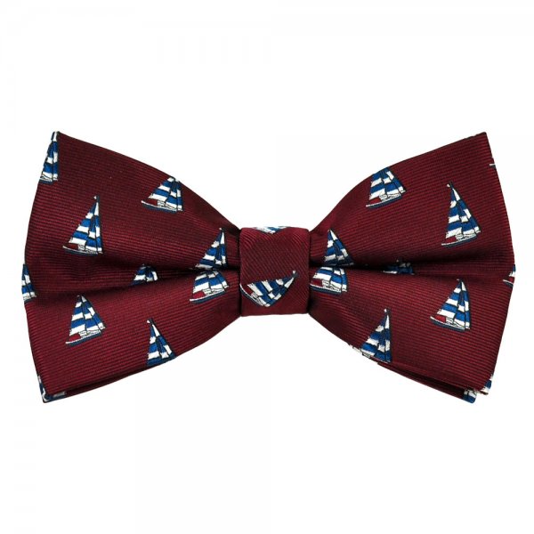 Wine Red Yachts Novelty Bow Tie