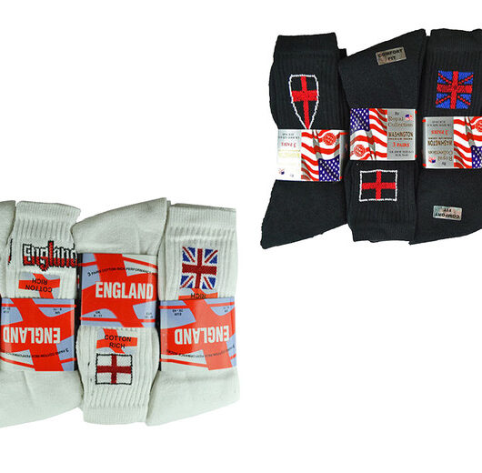 Women's 12 Pack England Flag Unisex Thermal Socks - Black or White | Wowcher
