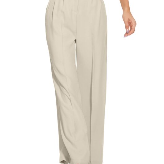 Women's Wide Leg Trousers - Off White S Short
