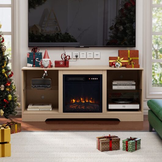 Wood Grain Fireplace Cabinet with 18inch Electric Fire | Touchscreen-enabled & remote-controlled